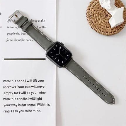 Leather Watch Band V-Tail Stitching For 42/41/40/38mm