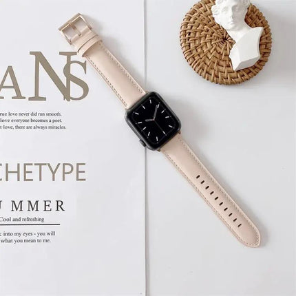 Leather Watch Band V-Tail Stitching For 42/41/40/38mm