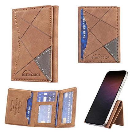 Prismatic Leather Magnetic Card Wallet for Daily Essentials brown PU leather phone card holder with magnetic attachment