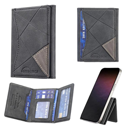 Prismatic Leather Magnetic Card Wallet for Daily Essentials slim PU leather phone wallet with magnetic attachment and card slots