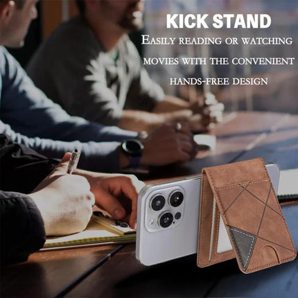 Prismatic Leather Magnetic Wallet for Credit Cards and IDs - brown PU leather phone wallet with kickstand holding phone hands-free