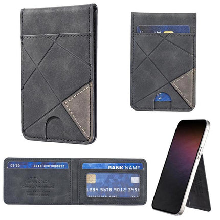 Prismatic Leather Magnetic Wallet for Credit Cards and IDs - slim PU leather card wallet attaches to phone, holds IDs and credit cards securely