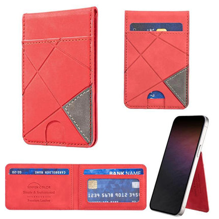 Prismatic Leather Magnetic Wallet for Credit Cards and IDs attached to phone showing card slots and slim PU leather design