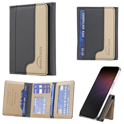Horizontal Leather Magnetic Wallet for Credit Cards and IDs slim PU leather phone wallet with magnetic closure and card slots