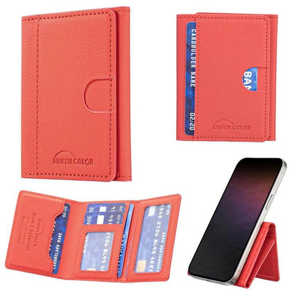 Horizontal Genuine Leather Magnetic Card Holder for Daily Use - coral PU leather phone wallet with multiple card slots and magnetic attachment