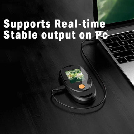 Handheld Digital Microscope for Up-Close Detail Examination showing device connected to laptop for real-time viewing on built-in screen