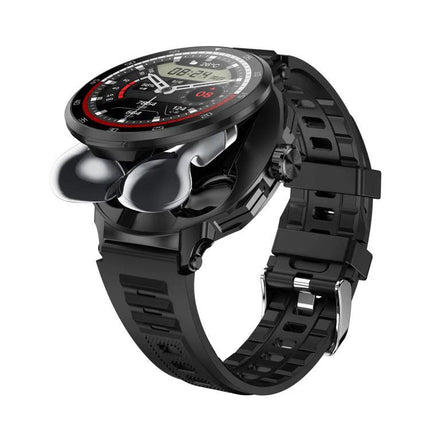 Smart Watch with Earphones for Everyday Fitness and Calls - black smartwatch with integrated wireless earphones for workouts and hands-free calls