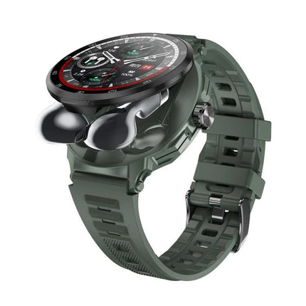 Smart Watch with Earphones for Everyday Fitness and Calls - green sport smartwatch with wireless earbuds, heart-rate and activity tracking
