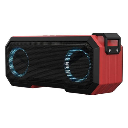 Waterproof Portable Bluetooth Speaker For Beach Camping And Backyard shown red rugged IPX7 portable outdoor speaker