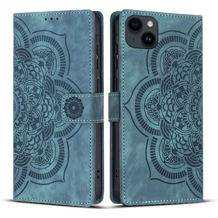 Phone Case With Card Storage For Everyday Protection And Quick Access On The Go Daily - teal PU leather wallet case with mandala design, TPU shell, 2-3 card slots