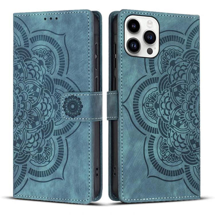 Phone Case With Card Storage For Everyday Protection And Quick Access On The Go Daily - teal PU leather wallet case with mandala design, 2–3 card slots, TPU shell protection