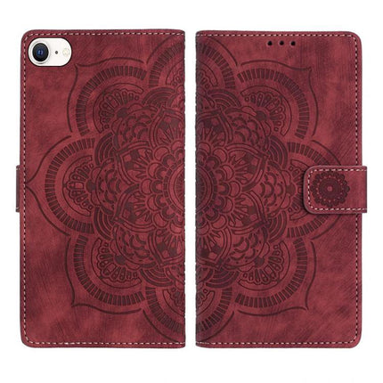 Mandala Leather Phone Case For Daily Use Protecting Your Phone During Errands And Commuting - burgundy mandala wallet phone case with card slots and stand