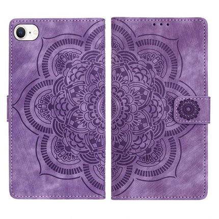 Mandala Leather Phone Case For Daily Use Protecting Your Phone During Errands And Commuting purple mandala wallet-style leather phone case with card slots and stand