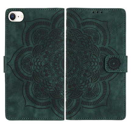 Mandala Leather Phone Case For Daily Use Protecting Your Phone During Errands And Commuting - green mandala wallet folio with card slots and stand