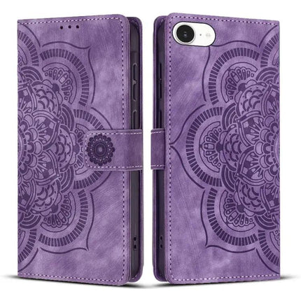 Mandala Embossed Leather Phone Case For Everyday Protection