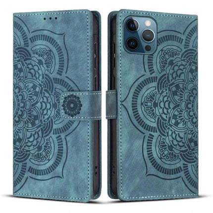 Retro Leather Phone Case With Card Slot For Daily Essentials And On The Go Use For Everyday Convenience teal mandala PU leather wallet case with kickstand and card slots