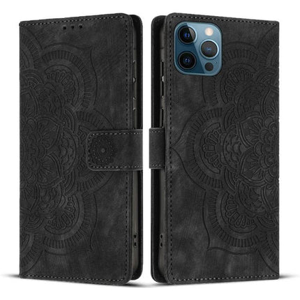 Retro Leather Phone Case With Card Slot For Daily Essentials And On The Go Use For Everyday Convenience - black embossed wallet case with kickstand and card slots