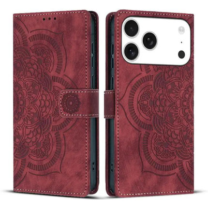 Mandala Embossed Leather Phone Case For Everyday Protection