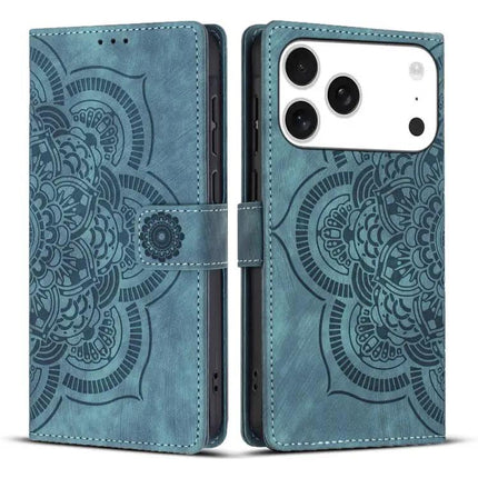 Mandala Embossed Leather Phone Case For Everyday Protection