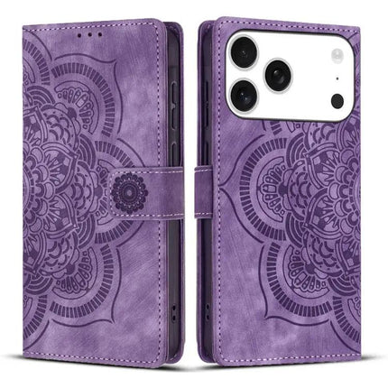 Mandala Embossed Leather Phone Case For Everyday Protection