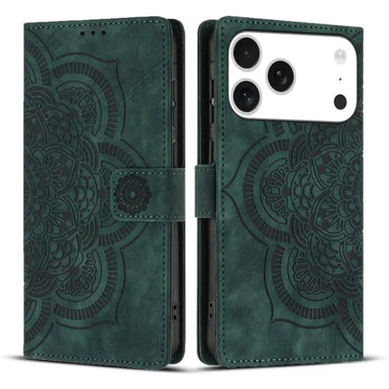 Mandala Embossed Leather Phone Case For Everyday Protection