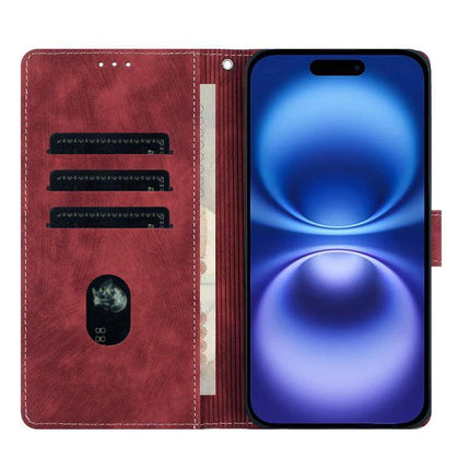 Mandala Embossed Leather Case For Daily Phone Essentials showing burgundy wallet-style phone case with card slots and cash compartment