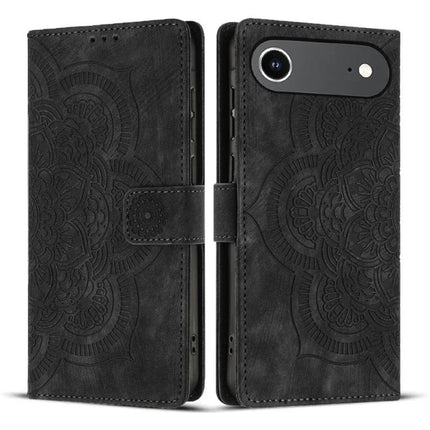 Mandala Embossed Leather Case For Daily Phone Essentials - black mandala TPU PU leather wallet case with card slots