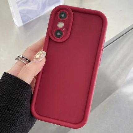 Durable iPhone Case for Everyday Use - slim red flexible TPU protective case showing camera and raised edges