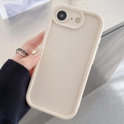 iPhone Everyday Protective Case For Daily Use slim flexible TPU case in beige showing rear camera cutout and raised edges