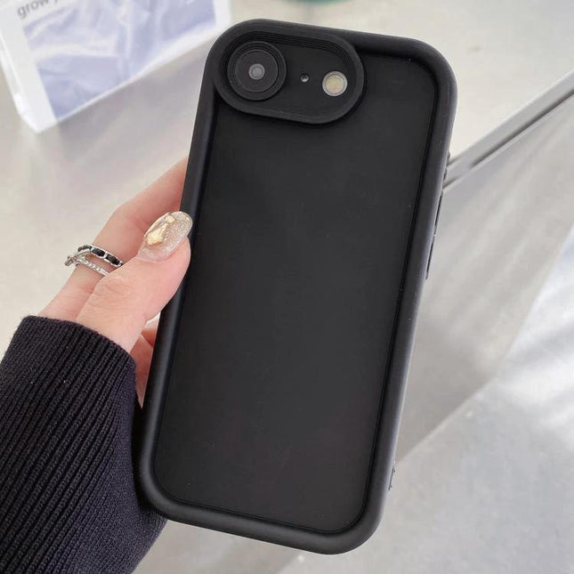 iPhone Everyday Protective Case For Daily Use slim black flexible TPU case showing rear camera cutout and raised edges for scratch and minor drop protection