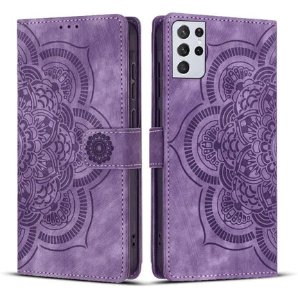 Mandala Embossed Retro Frosted Leather Phone Case With Card Slot