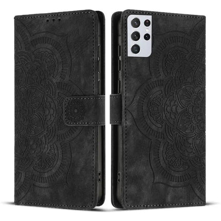 Mandala Embossed Retro Frosted Leather Phone Case With Card Slot