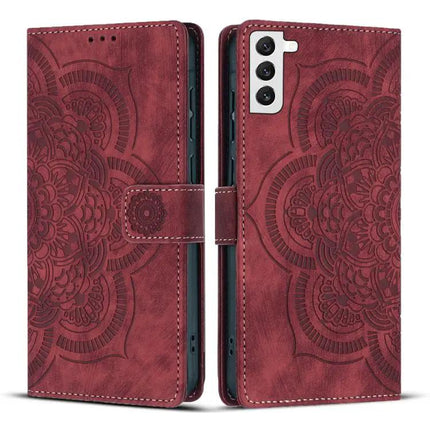 Mandala Embossed Retro Frosted Leather Phone Case With Card Slot