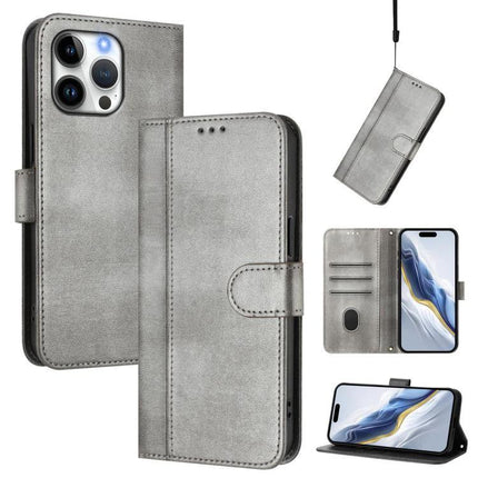Leather Phone Case With Card Storage For Everyday Carry slim grey PU leather wallet case with card slots and magnetic closure