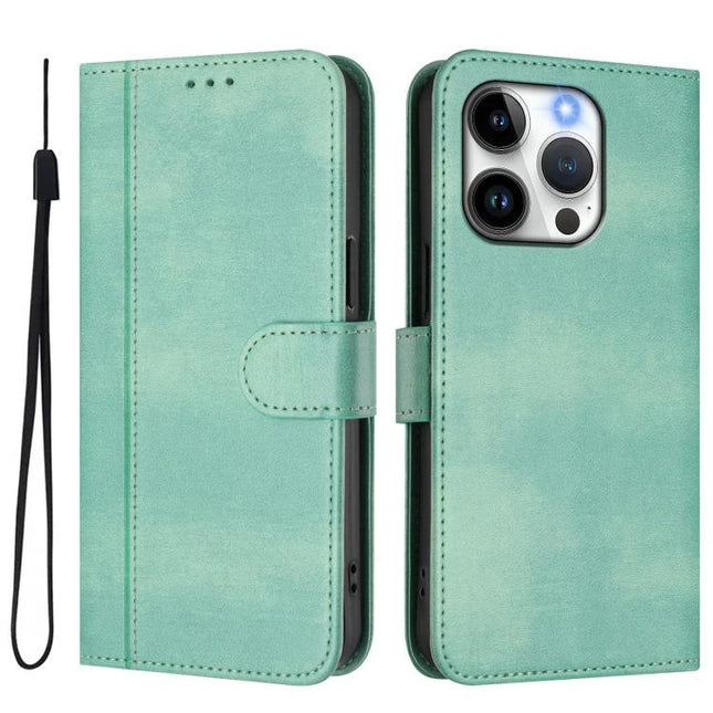 Leather Phone Case With Card Slots For Daily Errands And Everyday Carry Essentials - mint green wallet-style PU leather case with strap and TPU interior