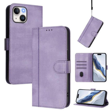 Retro Leather Wallet Phone Case With Card Slots in purple PU leather with card slots, magnetic closure, camera access, and stand function