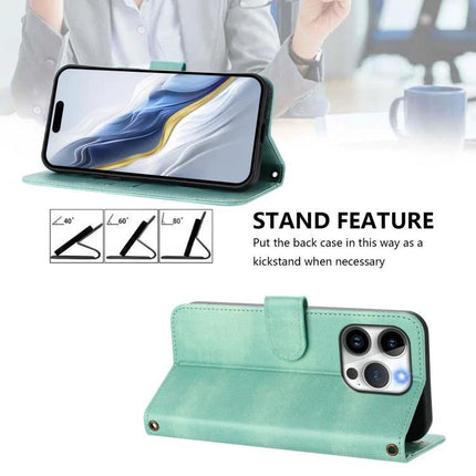 Leather Phone Case With Card Slot Storage For Everyday Commute And Shopping Slim Design - mint green folio with kickstand and card slots