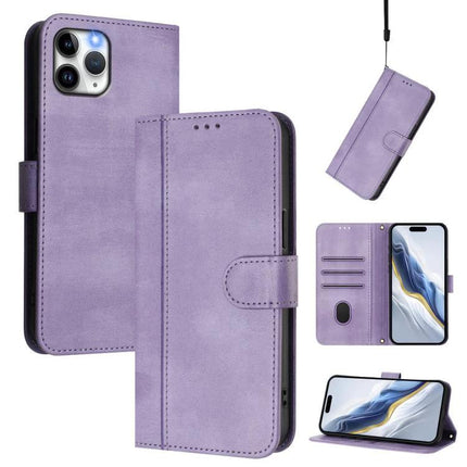 Retro Leather Phone Case Card Holder purple wallet-style TPU PU leather phone cover with card slots and wrist strap