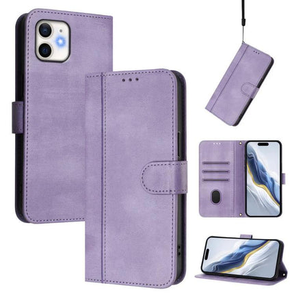 Retro Leather Phone Case Card Holder in lavender PU leather with card slots, cash pocket, magnetic folio and stand for travel and daily carry