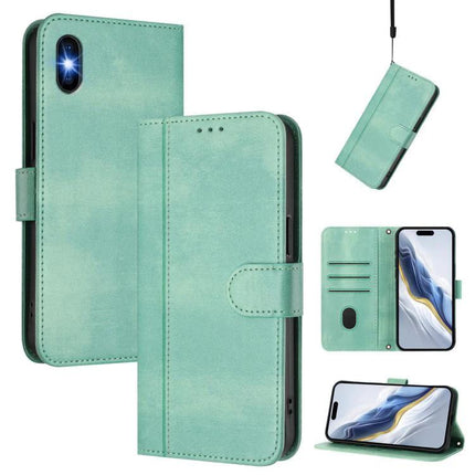 Essential Leather Phone Case for Daily Protection and Card Storage in mint green wallet-style with card slots and kickstand