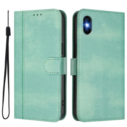 Essential Leather Phone Case for Daily Protection and Card Storage in mint green wallet style with card slots and wrist strap