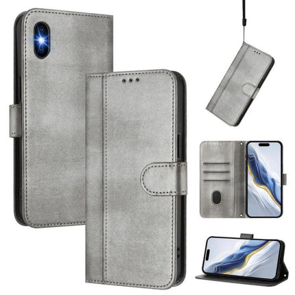 Essential Leather Phone Case for Daily Protection and Card Storage in grey PU leather wallet with card slots, cash pocket and kickstand
