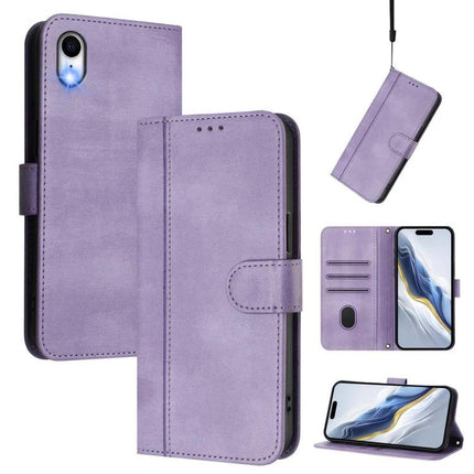 Essential Leather Phone Case for Daily Protection and Card Storage - purple folio wallet with card slots, cash pocket, and magnetic TPU frame