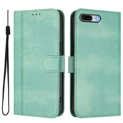Retro Leather Phone Case With Card Storage in mint green wallet style with magnetic strap, kickstand and wrist strap
