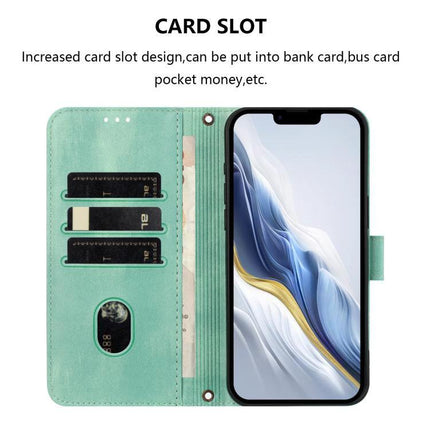 Retro Leather Phone Case With Card Storage in mint green wallet style showing 3 card slots, cash pocket and phone with kickstand access
