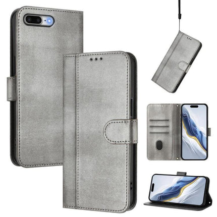 Retro Leather Phone Case With Card Storage, gray vintage folio with 2–3 card slots, kickstand and wrist strap