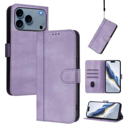 Retro Leather Phone Case for Everyday Protection in lavender with card slots, TPU core, kickstand and wrist strap