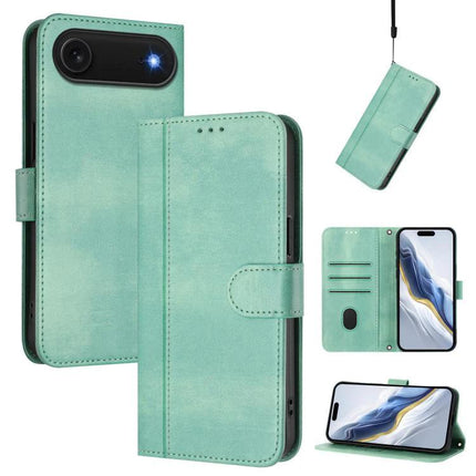 Leather Phone Case With Card Storage For Everyday Carry - mint green PU leather wallet case with card slots, TPU shell, kickstand and wrist strap