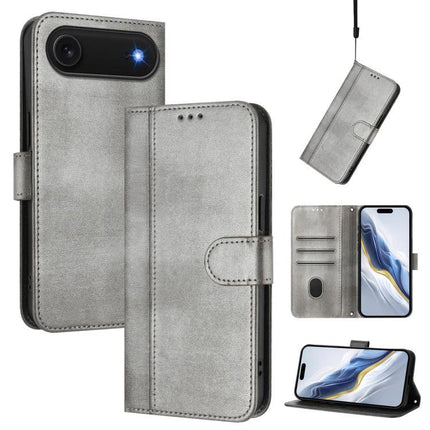 Leather Phone Case With Card Storage For Everyday Carry showing grey PU leather folio with card slots, stand function, and TPU shell
