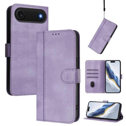 Leather Phone Case With Card Storage For Everyday Carry - slim purple PU leather wallet case with TPU shell, card slots, magnetic closure and kickstand